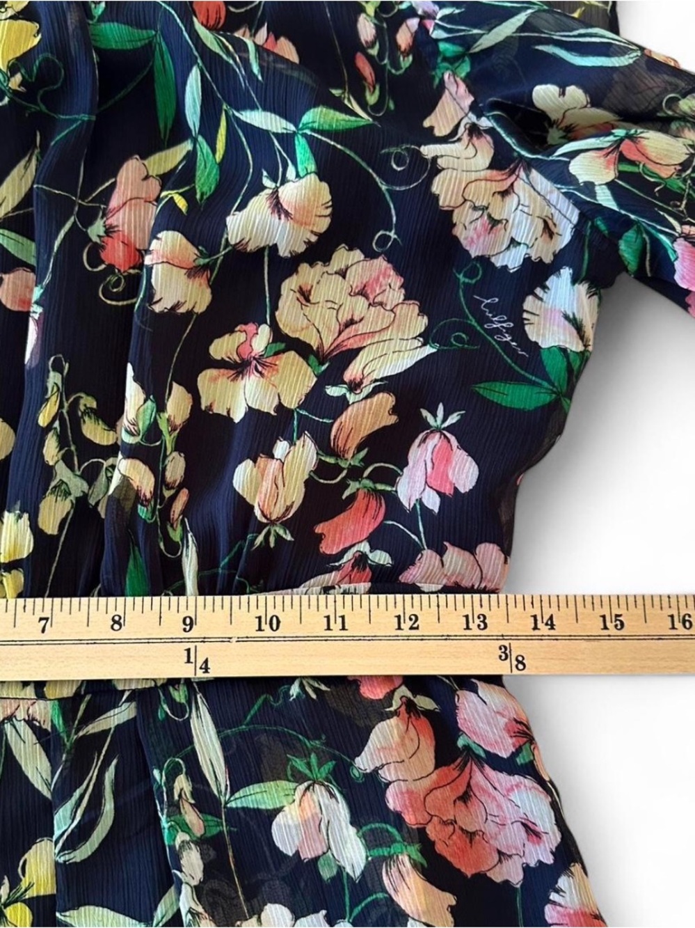 Tommy Hilfiger Floral Wide Leg Jumpsuit Chiffon Flutter Sleeve Romantic Preppy - Picture 10 of 11